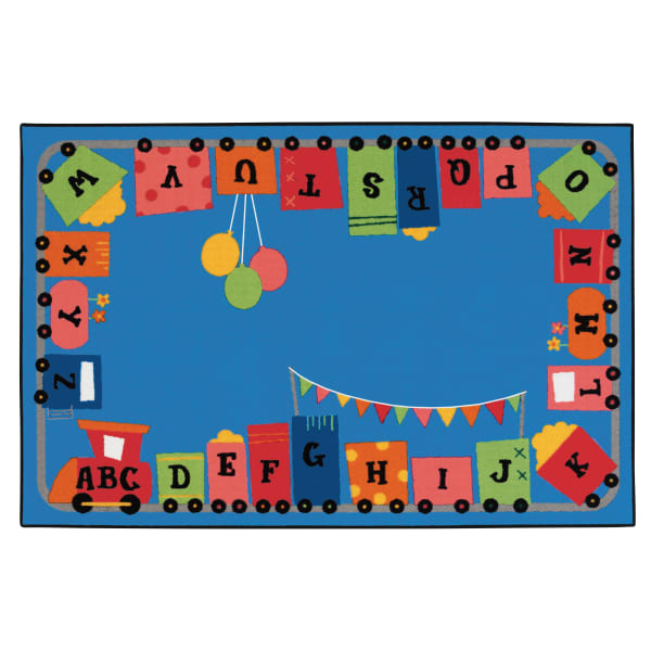 Carpets for Kids KID$Value Rugs Alphabet Fun Train Activity Rug, 4ft x 6ft , Blue