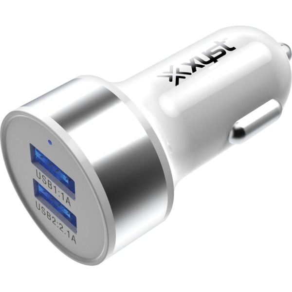 XYST 2.4 Amp Dual USB Car Charger (White) 12 V DC Input 5 V DC Output 2.40 A White