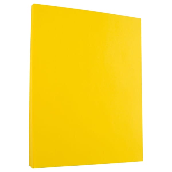 JAM Paper Color Paper, Yellow, Letter (8.5in x 11in), 50 Sheets Per Pack, 24 Lb, 30% Recycled