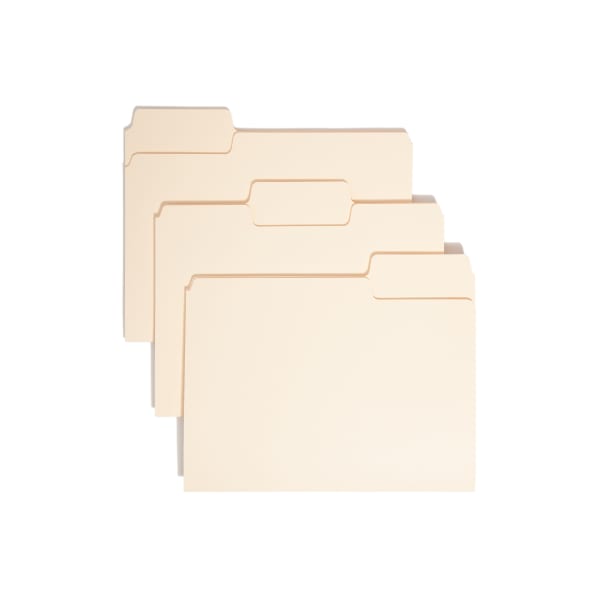 Smead SuperTab Heavyweight File Folders, Letter Size, 1/3 Cut, Manila, Box Of 50