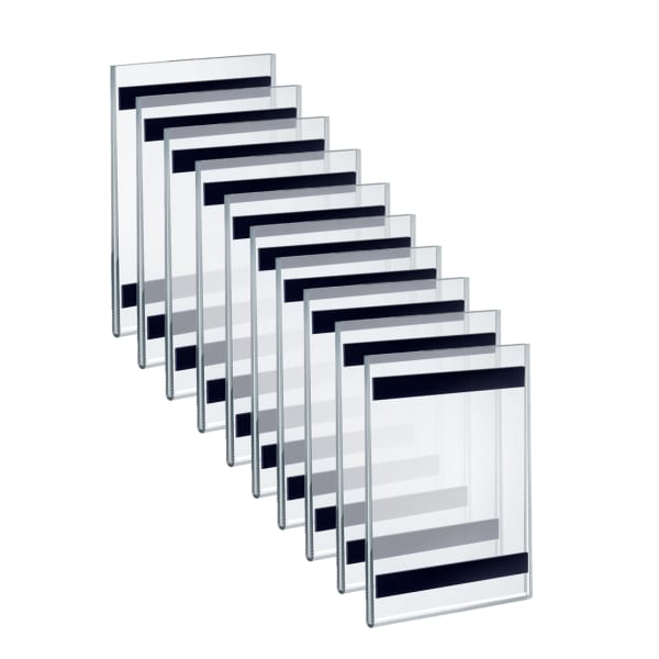 Azar Displays Magnet Back Vertical U-Frame Sign Holders, 6inH x 4inW x 1/4inD, Clear, Pack Of 10 Sign Holders