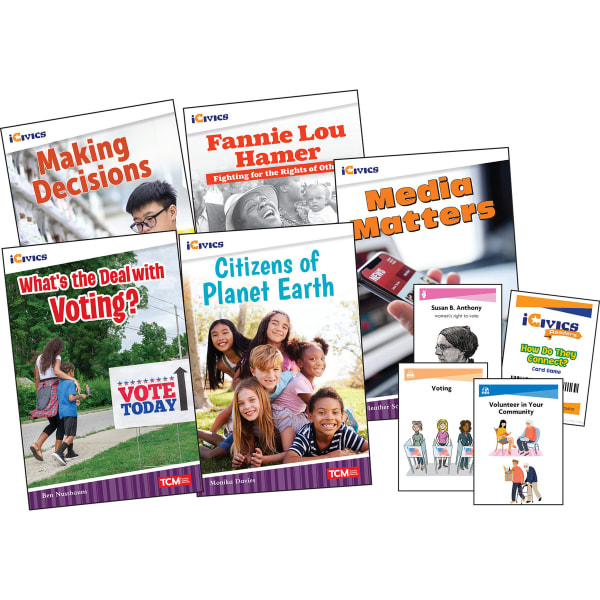 Teacher Created Materials iCivics: Community & Social Awareness 5-Book Set & Game Cards, Grade 4