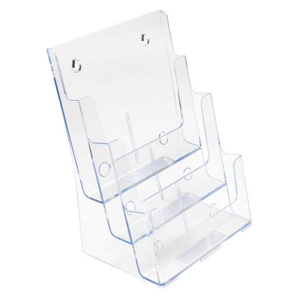 Deflecto 3-Tier Magazine Literature Holder, 12 5/8inH x 9 1/2inW x 6 1/4inD, Clear