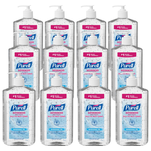 Purell Instant Hand Sanitizer, 20 Oz. Pump Bottles, Pack Of 12