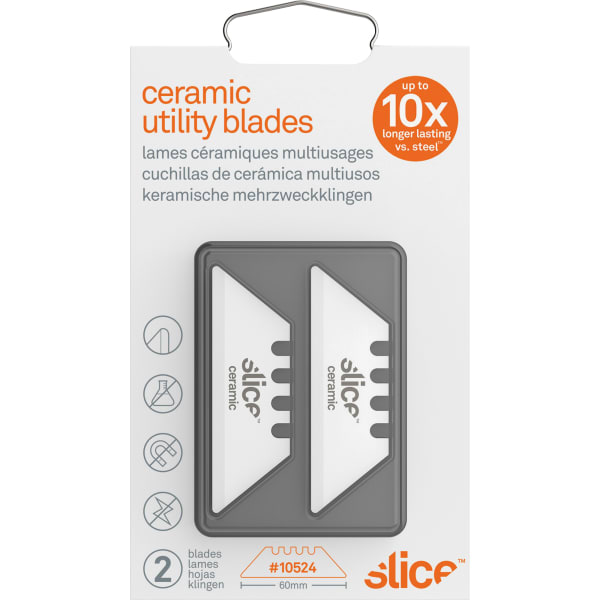 Slice Replacement Ceramic Utility Blades - 2.40in - Non-conductive, Non-magnetic, Rust Resistant, Reversible, No - SLI10524