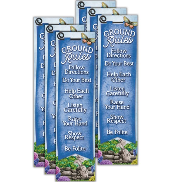 Eureka Curiosity Garden Vertical Banners, 12in x 45in, Ground Rules, Bundle Of 6 Banners