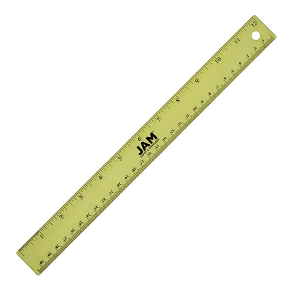 JAM Paper Non-Skid Stainless-Steel Ruler, 12in, Lime Green