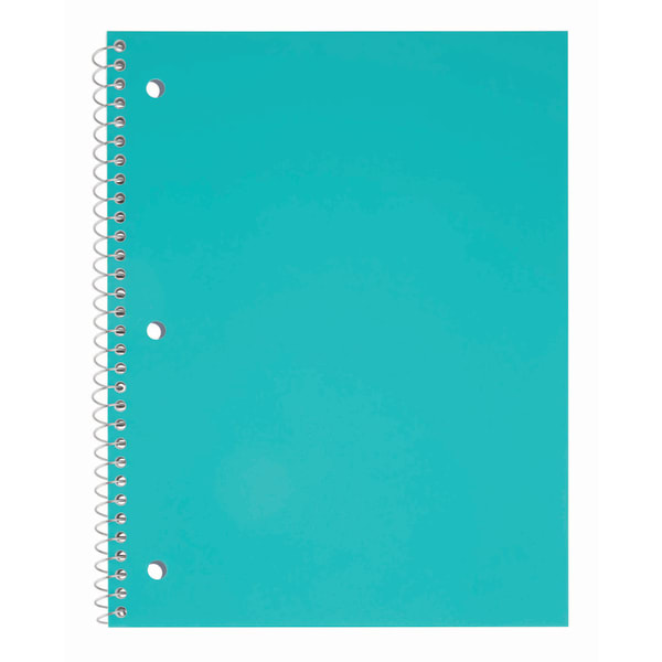 Just Basics Poly Spiral Notebook, 8in x 10-1/2in, 1 Subject, College Ruled, 70 Sheets, Teal
