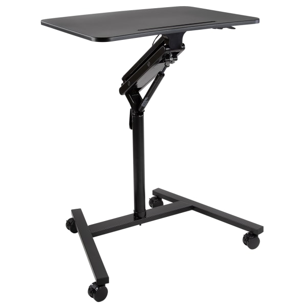 Mount-It! MI-7969 Height-Adjustable Rolling Sit-Stand Workstation, 41-3/4inH x 30inW x 23-1/4inD, Black