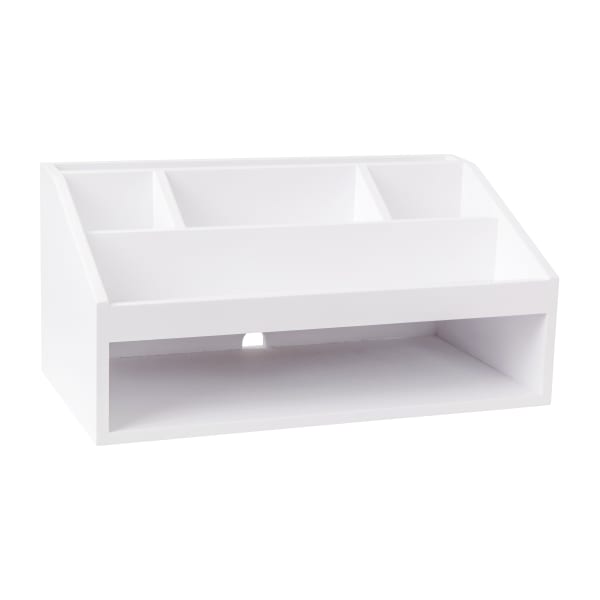 Martha Stewart Weston Office Desktop Organizer, 6inH x 12-1/2inW x 6-3/4inD, White