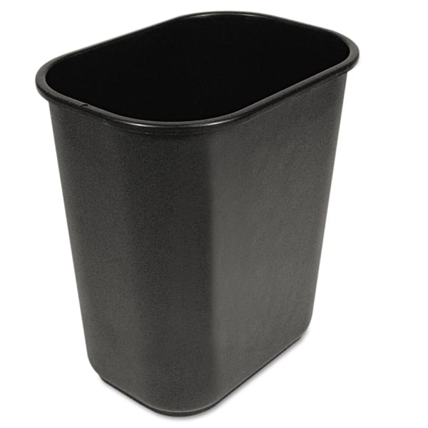 Boardwalk Soft-Sided Rectangular Prism Plastic Wastebasket, 28 Qt, 15inH x 11inW x 14 3/8inD, Black