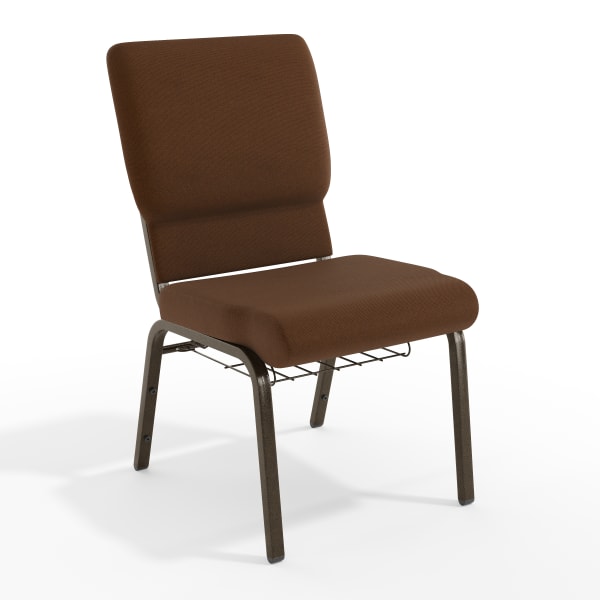 Flash Furniture HERCULES Church Chair With Book Rack, Brown/Gold Vein
