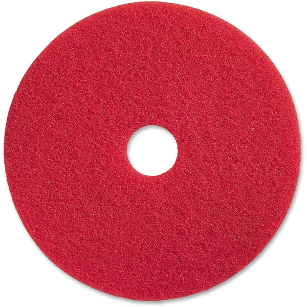 Genuine Joe Red Buffing Floor Pad - 20in Diameter - 5/Carton x 20in Diameter x 1in Thickness - Buffing, Scrubbing, Floor - 175 rpm to 350 rpm Speed Supported - Flexible, Resilient, Rotate, Dirt Remover - Fiber - Red
