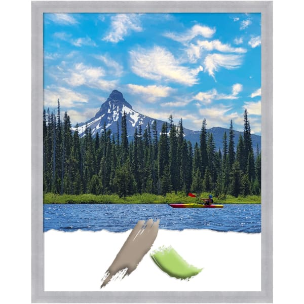 Amanti Art Grace Brushed Nickel Picture Frame, 24in x 30in, Matted For 22in x 28in