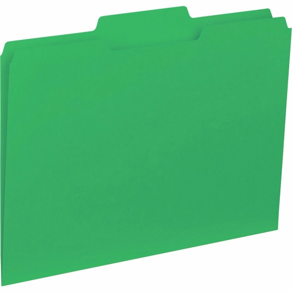 Business Source 1/3-Cut Colored Interior File Folders, 8 1/2in x 11in, Letter Size, Green, Box Of 100 Folders