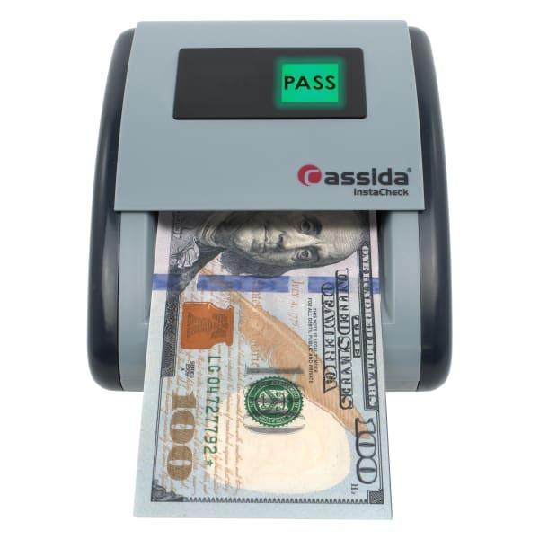 Cassida InstaCheck Counterfeit Bill Detector, 2-13/16inH x 4-1/4inW x 5-1/8inD, Gray