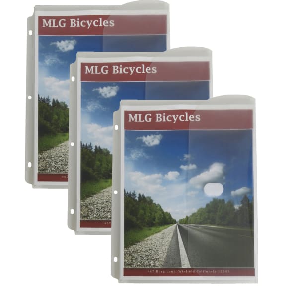 C-Line Binder Pocket, Side Loading, Letter Size, 200 Sheets, Clear, 5 Per Pack, Set Of 3 Packs