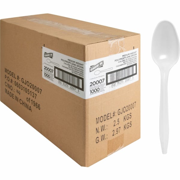 Genuine Joe Individually Wrapped Spoon - 1 Piece(s) - Spoon - 1 x Spoon - Disposable - White - 1000 / Carton