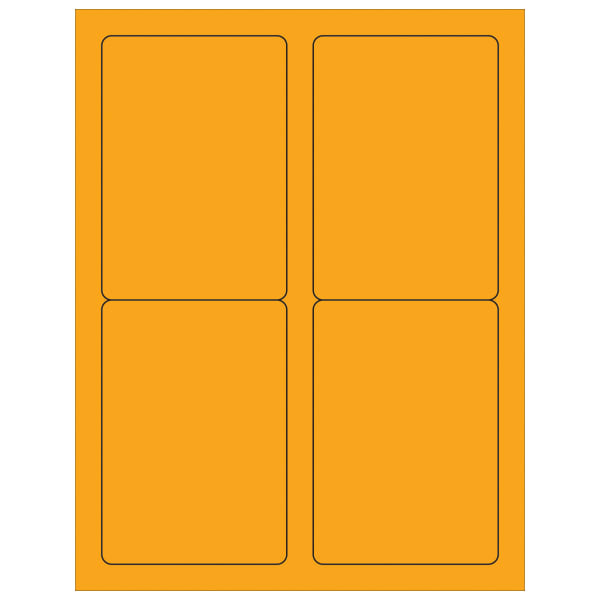 Tape Logic Permanent Labels, LL176OR, Rectangle, 3 1/2in x 5in, Fluorescent Orange, Case Of 400