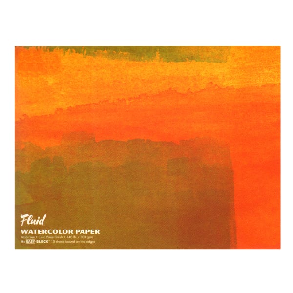 Global Art Fluid Watercolor Block, 12in x 16in, White