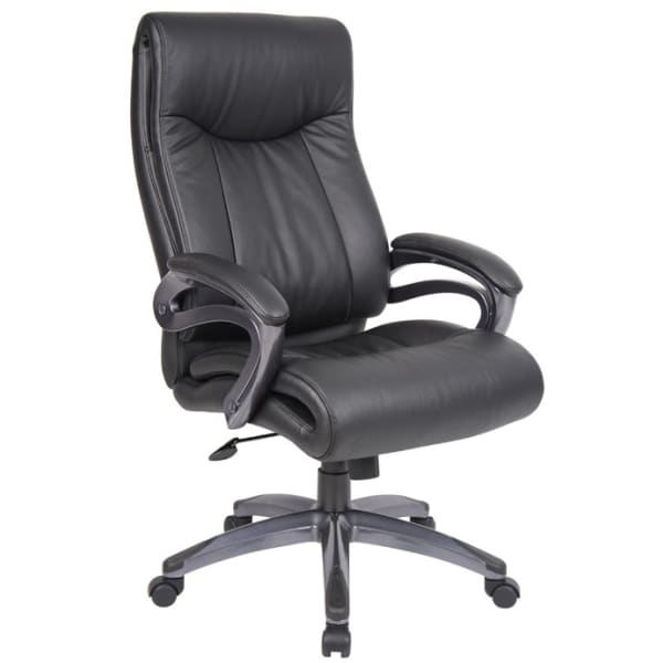 Boss Office Products Double-Layer Ergonomic Faux Leather High-Back Executive Office Chair, Black