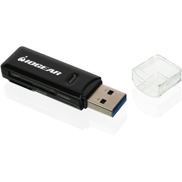 IOGEAR Compact USB 3.0 SDXC/MicroSDXC Card Reader/Writer - SD, SDHC, SDXC, MultiMediaCard (MMC), Micro Size MultiMediaCard (MMC), Reduced Size MultiMediaCard (MMC), miniSD, microSD, miniSDHC, microSDHC, microSDXC, .. - USB 3.0 - External1