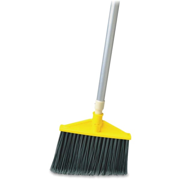 Rubbermaid Commercial Aluminum Handle Angle Broom - Polypropylene Bristle - 56in Handle x 1in Handle Diameter - Aluminum Handle - Gray - 6 / Carton