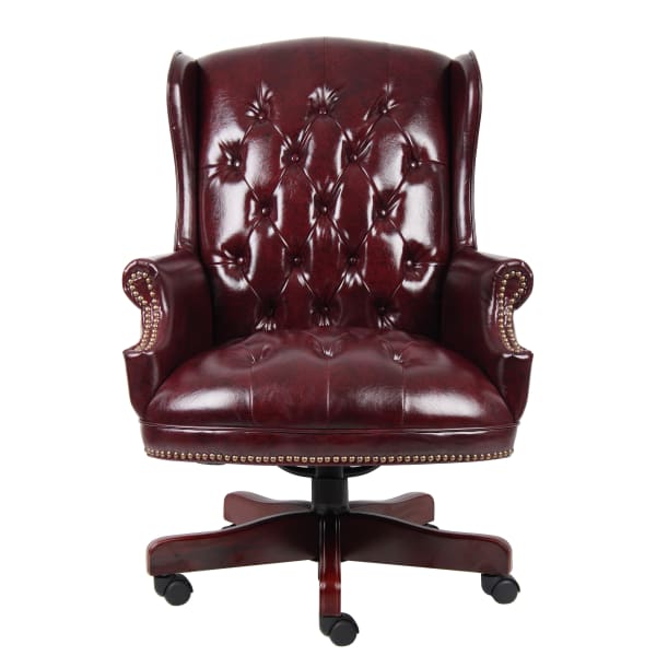 Boss Office Products Traditional Ergonomic High-Back Chair, 44inH, Burgundy/Mahogany