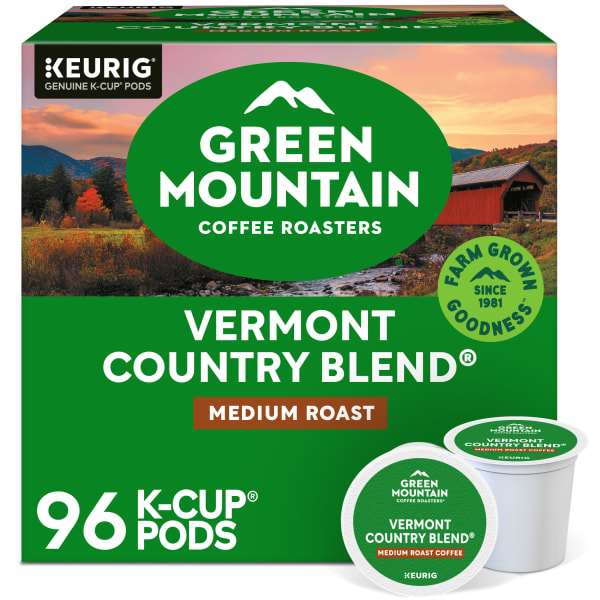 Green Mountain Coffee Single-Serve Coffee K-Cup Pods, Vermont Country Blend, Carton Of 96, 4 x 24 Per Box