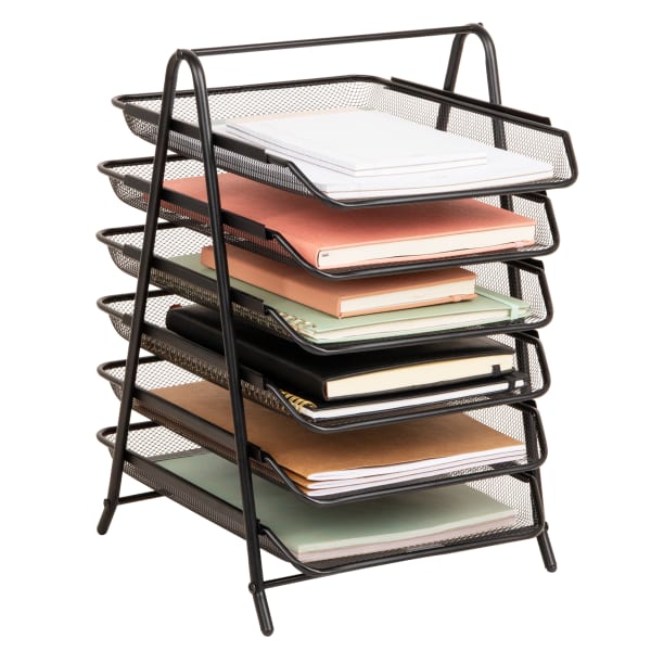 Mind Reader 6-Tier Paper Tray, 18inH x 13-3/4inW x 11-3/4inD, Black