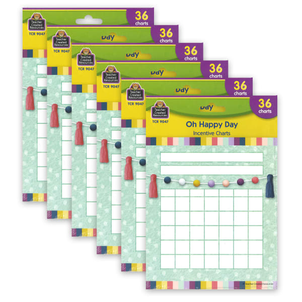 Teacher Created Resources Incentive Chart, Oh Happy Day, 36 Per Pack, Set Of 6 Packs