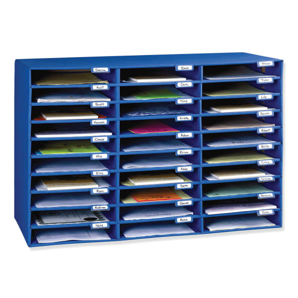 Pacon 70% Recycled Corrugated Mail Box, 30 Slots, Blue