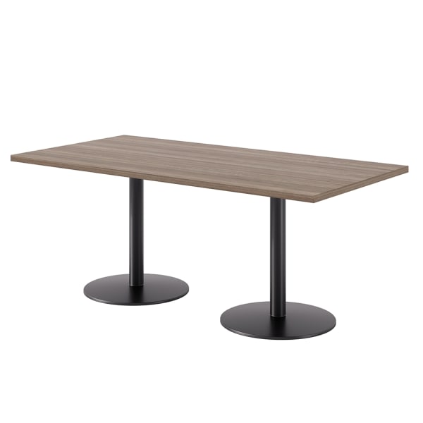 KFI Studios Proof Bistro Rectangle Pedestal Table, 29inH x 72inW x 36inD, Studio Teak/Black