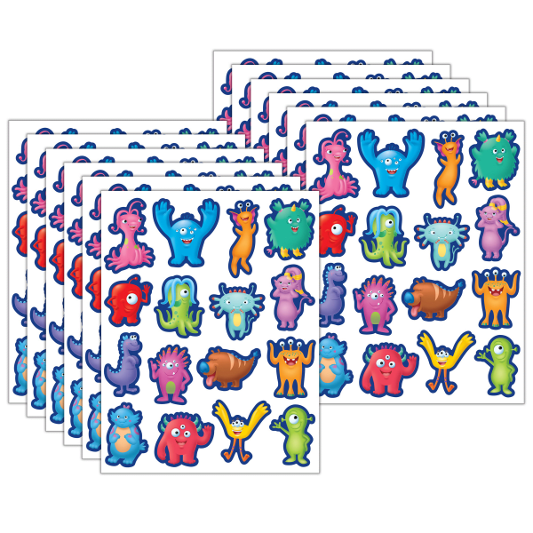 Teacher Created Resources Stickers, Medium, Monsters, 96 Stickers Per Pack, Bundle Of 12 Packs