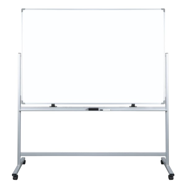 WorkPro Double-Sided Mobile Magnetic Dry-Erase Whiteboard Easel, 72in x 48in, Aluminum Frame With Silver Finish