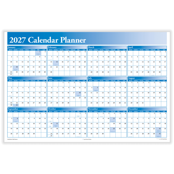 ComplyRight 2025 Calendar Planner, 36in x 24in, Blue