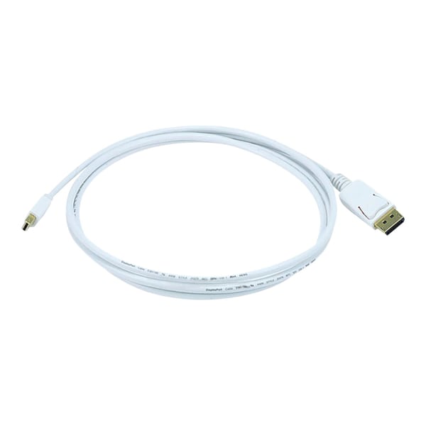 Monoprice 6ft 32AWG Mini DisplayPort to DisplayPort Cable - White - 6 ft DisplayPort/Mini DisplayPort Video Cable for Monitor, Video Device - First End: 1 x Mini DisplayPort Male Video - Second End: 1 x DisplayPort Male Video - 1.08 GB/s - Shielding