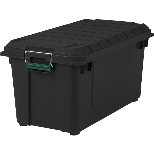 This IRIS USA 82 Quart WeatherPro Store-It-All Tote makes organization easy.  This heavy-duty tote can store just about anything in any location, making it perfect for all storage needs.