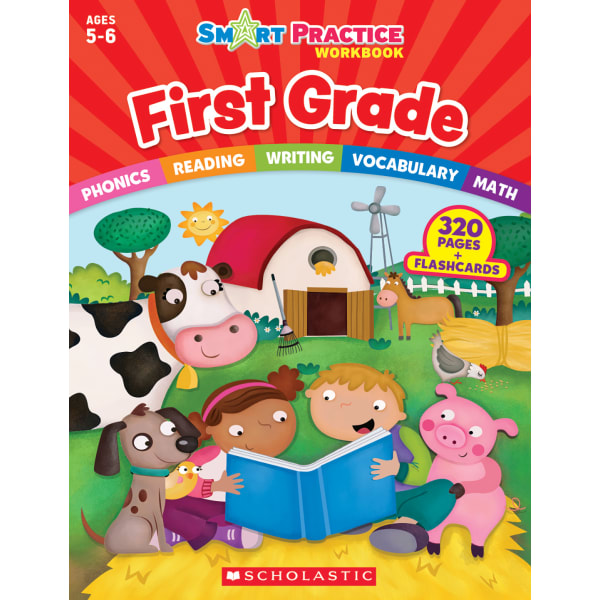 Scholastic Smart Practice Workbook With 48 Flash Cards, Grade 1