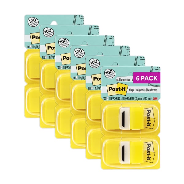 Post-it Flags, 1 in. x 1.7 in., 12 Dispensers, 50 Flags/Dispenser, Yellow, Back to School Supplies for Students, Flags for Textbooks and Notebooks