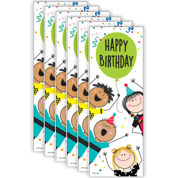 Creative Teaching Press Bookmarks, 2-1/2in x 7in, Happy Birthday, 30 Per Pack, Set Of 6 Packs