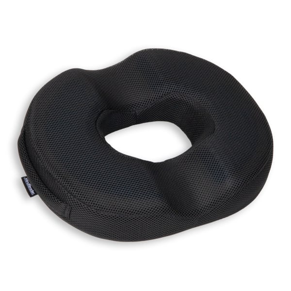 Mind Reader Ergonomic Air-Cloud Gel Donut Pillow With Cooling Core, 2-3/4inH x 13-1/4inW x 16inD, Black