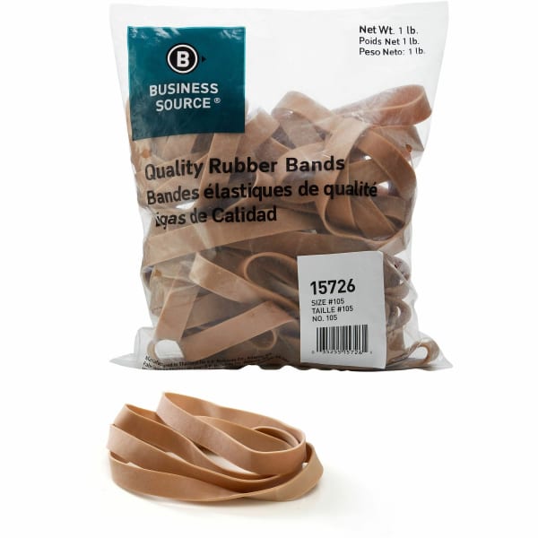 Business Source Quality Rubber Bands - Size: #105 - 5in Length x 0.6in Width - Sustainable - Rubber - Crepe - 60 / Pack