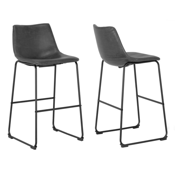 Glamour Home Adan Bar Stools, Vintage Gray/Black, Set Of 2 Stools