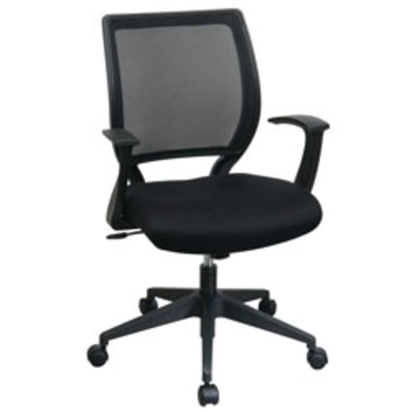 Office Star Screen-Back Chair With Fixed Arms, Black