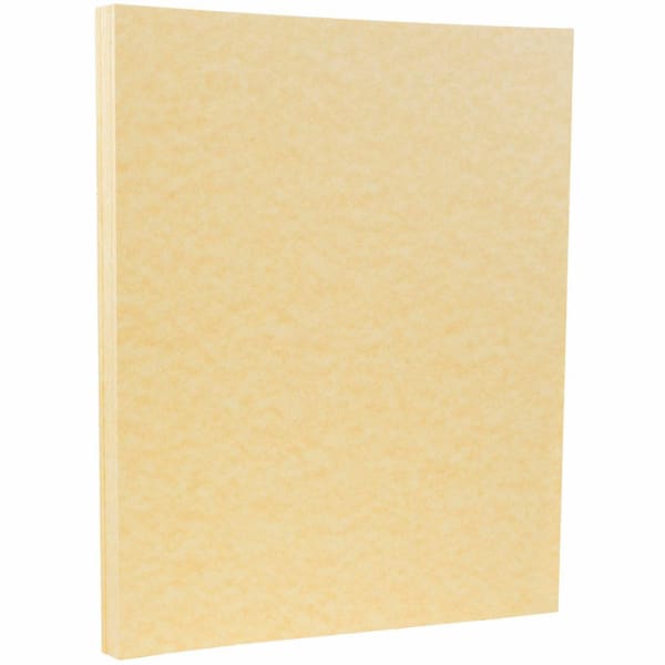 JAM Paper Parchment Paper, Antique Gold, Letter (8.5in x 11in), 50 Sheets Per Pack, 24 Lb, 30% Recycled