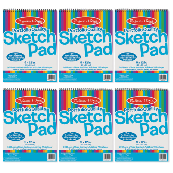 Melissa & Doug Portfolio Quality Sketch Pad, 9in X 12in, White, Pack Of 6
