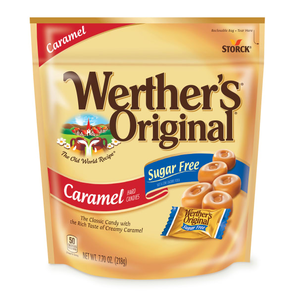 Werthers Original Sugar-Free Caramel Hard Candies, 7.7 Oz, Pack Of 2 Bags