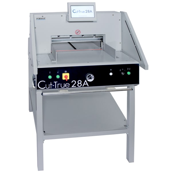 Formax Cut-True 28A Automatic Programmable 18.9inL Guillotine Paper Cutter With LED Laser Line, Gray