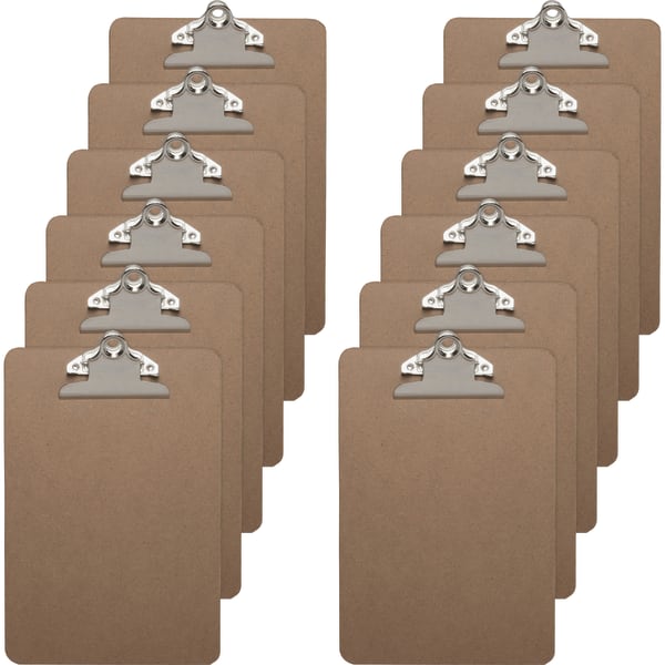 Business Source Standard Clipboards, 5in x 8in, Brown, Set Of 12 Clipboards